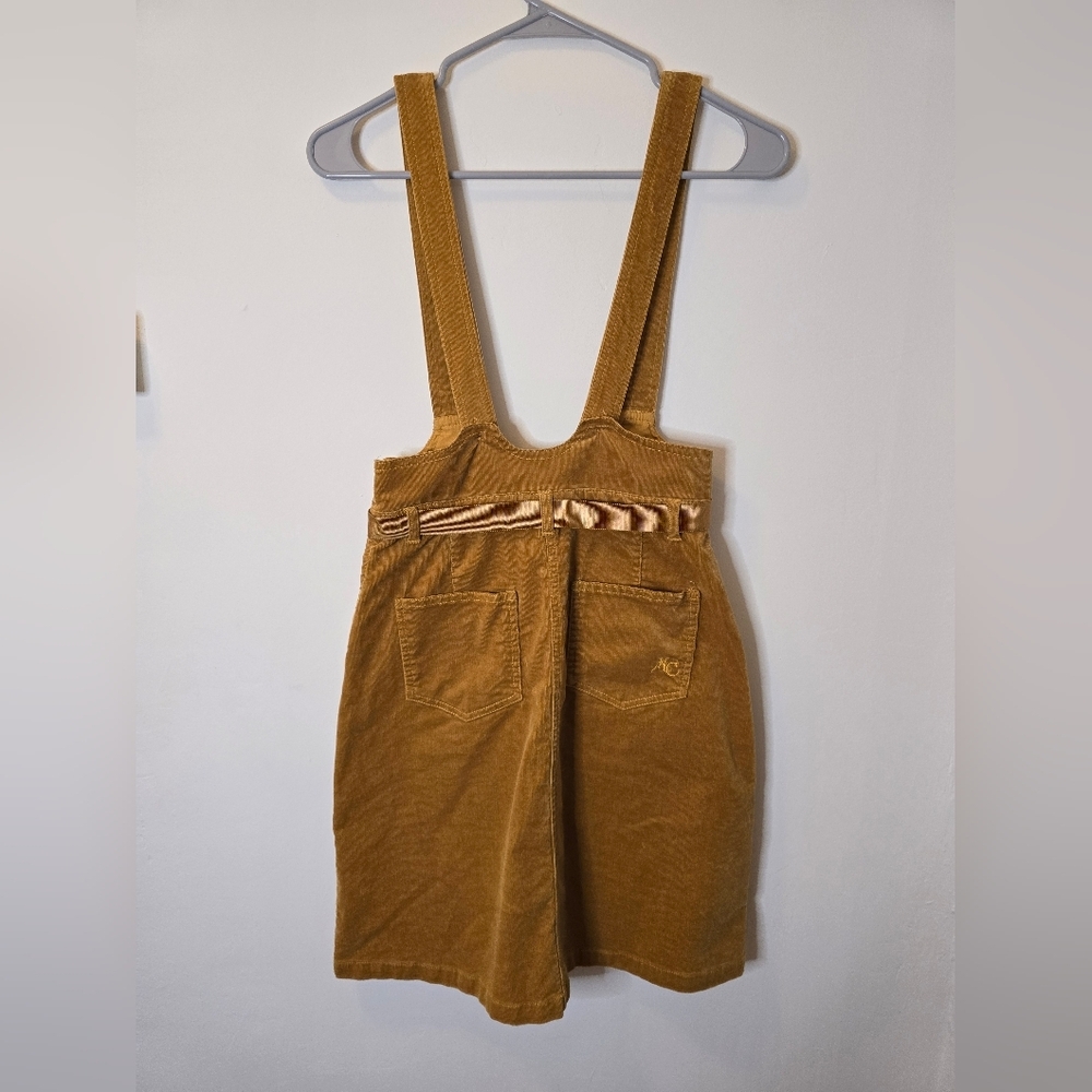 Modcloth mustard yellow corduroy Pinafore skirt small - Picture 2 of 5